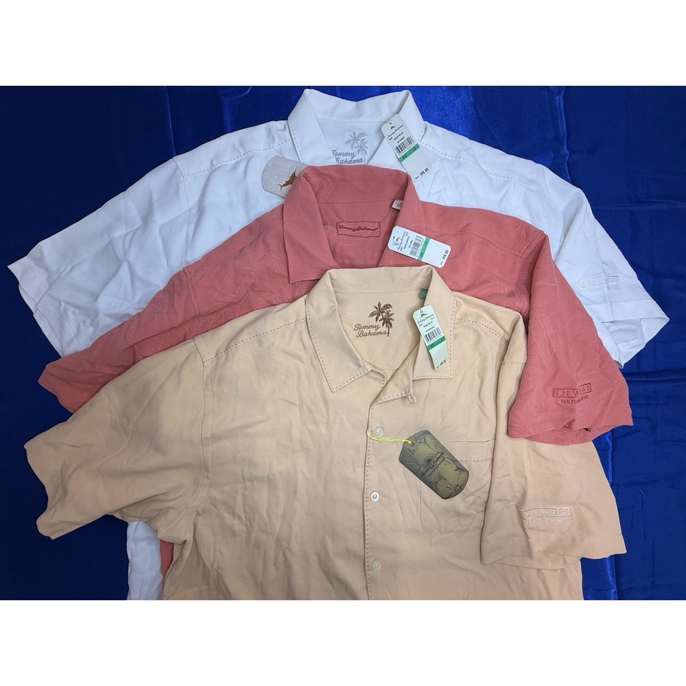 Set Of 4 Men's Large Tommy Bahama Silk Camp Shirt + Nat Nast Linen - Inwood Bank
